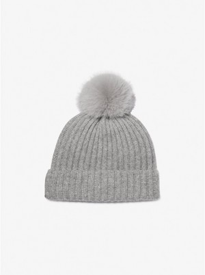 Michael Kors Ribbed Cashmere Beanie Ženske Šeširi Sive | HR1012BET