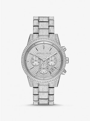 Michael Kors Ritz Pavé Silver-Tone Ženske Sat Srebrne | HR1657EBW