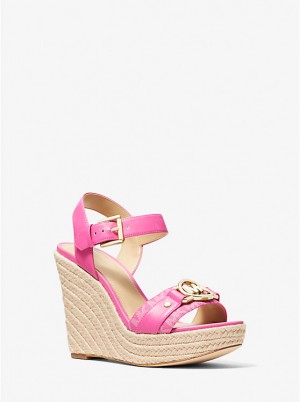 Michael Kors Rory Logo Trim Wedge Ženske Sandale CERISE | HR1952ZUM