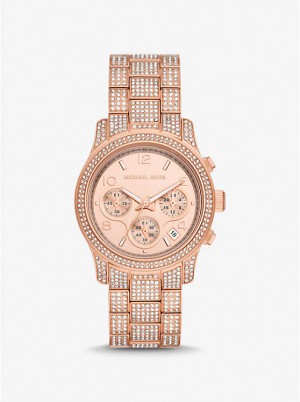 Michael Kors Runway Pavé Rose Gold-Tone Ženske Sat Roze Zlatne | HR1664TCO