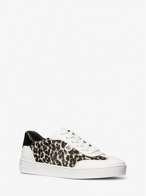 Michael Kors Scotty Leopard Print Calf Hair Ženske Tenisice Crne | HR2013AHU