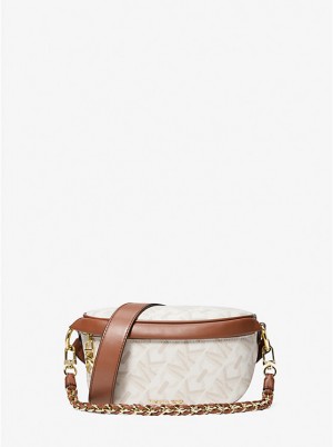 Michael Kors Slater Extra-Small Empire Signature Logo Sling Pack Ženske Crossbody Torba VANILLA/LUGGAGE | HR1131OKH