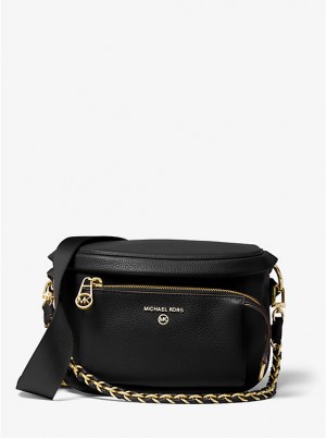 Michael Kors Slater Medium Pebbled Leather Sling Pack Ženske Crossbody Torba Crne | HR1137EBC