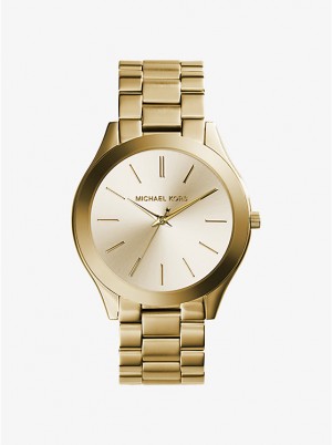 Michael Kors Slim Runway Gold-Tone Stainless Steel Ženske Sat Zlatne | HR1674GSL