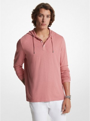 Michael Kors Slub Cotton Henley Muške Majica s Kapuljačom Roze | HR2239ILJ