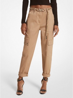 Michael Kors Stretch Organic Cotton Cargo Ženske Hlače Tamno | HR1445UZY