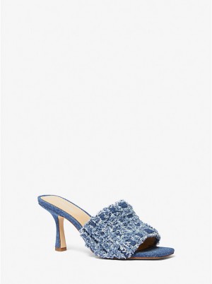 Michael Kors Tessa Frayed Denim Mule Ženske Sandale DENIM | HR1967TCG