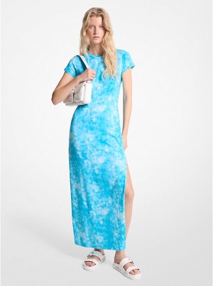 Michael Kors Tie-Dyed Stretch Cotton Maxi Ženske Haljina Plave | HR1344RVD