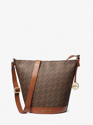 Michael Kors Townsend Medium Empire Signature Logo Bucket Ženske Kurirska Torba BROWN/LUGGAGE | HR1171XYW