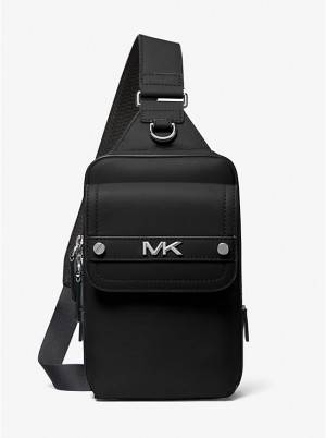 Michael Kors Varick Medium Leather Sling Pack Muške Crossbody Torba Crne | HR2124RVP