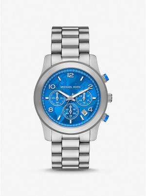 Michael Kors Watch Hunger Stop Oversized Runway Silver-Tone Muške Sat Srebrne | HR2091HAR