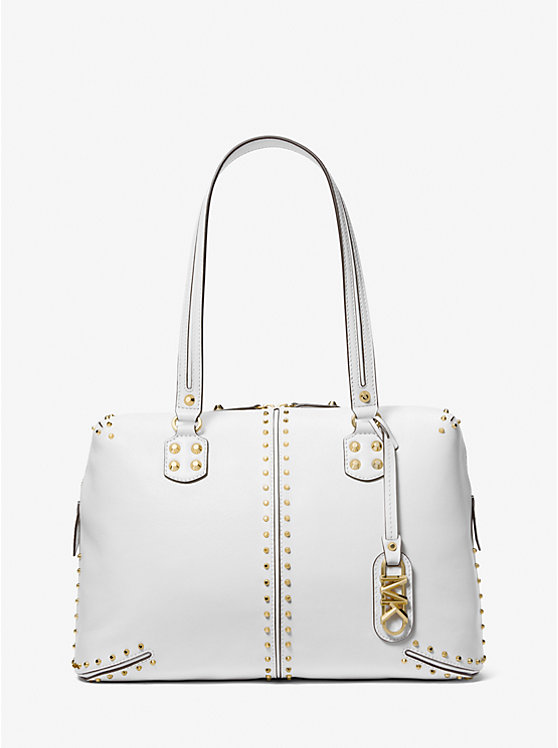 Michael Kors Astor Large Studded Leather Ženske Tote Bijele | HR1240RVJ