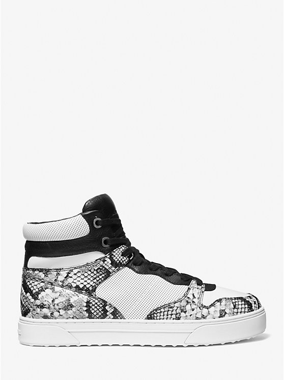 Michael Kors Barett Snake Embossed Leather High-Top Muške Tenisice OPTIC WHITE/BLK | HR2266KOJ