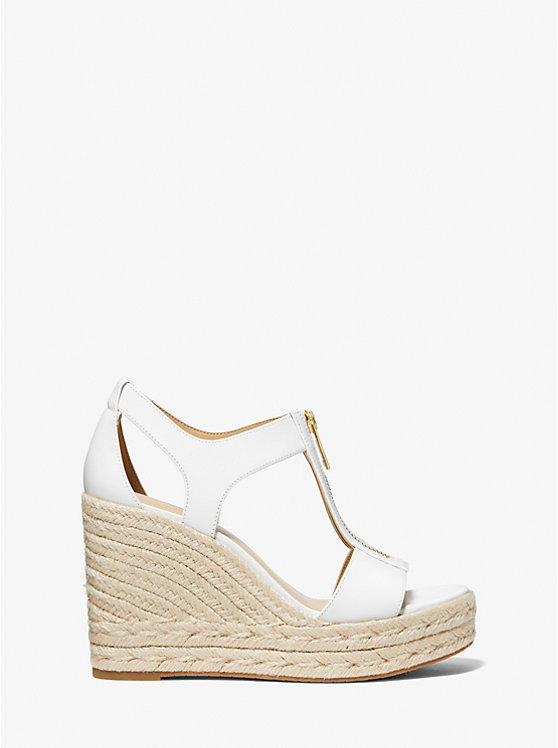 Michael Kors Berkley Leather Wedge Ženske Sandale Bijele | HR1791NWQ