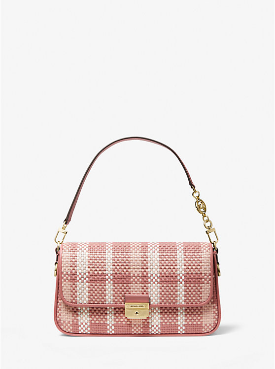 Michael Kors Bradshaw Small Woven Leather Convertible Ženske Torba preko Ramena Roze | HR1181AHS