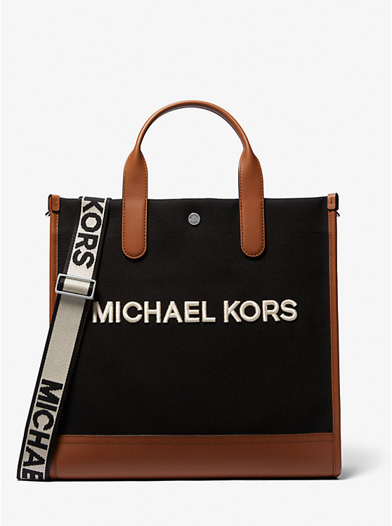 Michael Kors Brooklyn Slim Cotton Canvas Tote Muške Kofer Crne | HR2135ILX