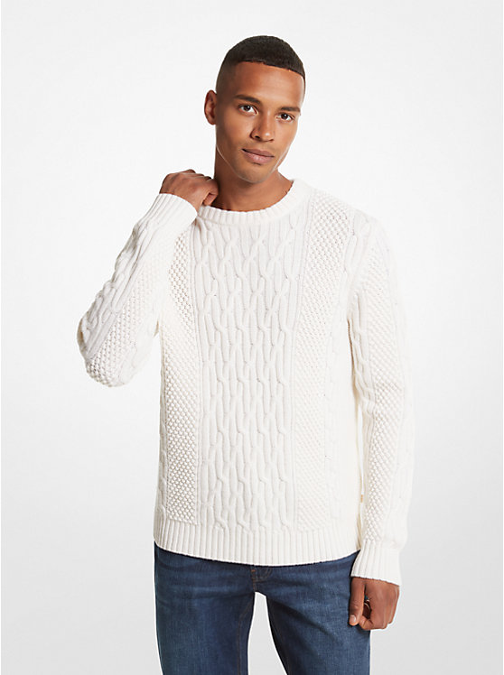 Michael Kors Cable Knit Muške Džemper BONE | HR2241PJL