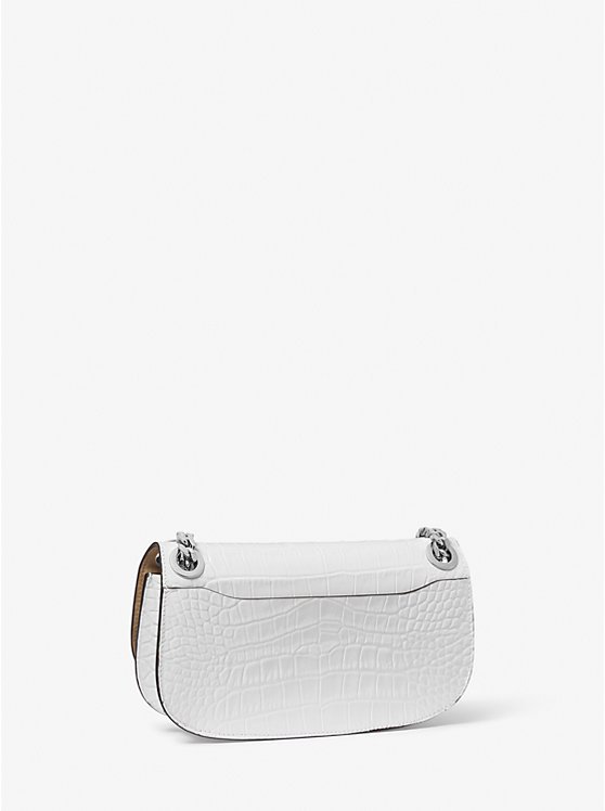 Michael Kors Christie Mini Crocodile Embossed Leather Envelope Ženske Torba preko Ramena Bijele | HR1183OKF