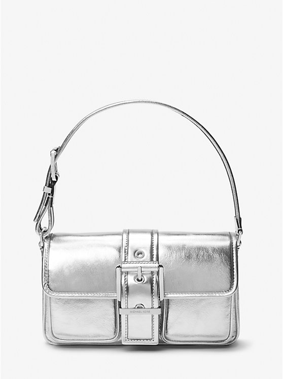 Michael Kors Colby Medium Metallic Leather Ženske Torba preko Ramena Srebrne | HR1190WNX