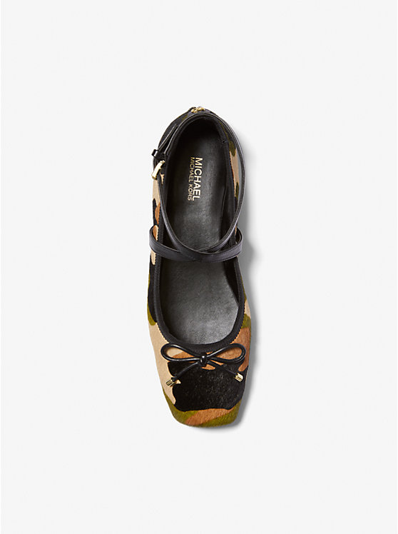 Michael Kors Collette Camouflage Print Calf Hair Ballet Ženske Ravne Cipele Maslinasto Zelene | HR1681CTM