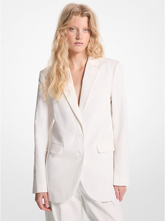 Michael Kors Cotton Blend Twill Blazer Ženske Jakna Bijele | HR1354UZV