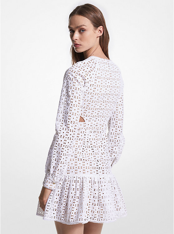 Michael Kors Cotton Eyelet Cutout Mini Ženske Haljina Bijele | HR1285AHI