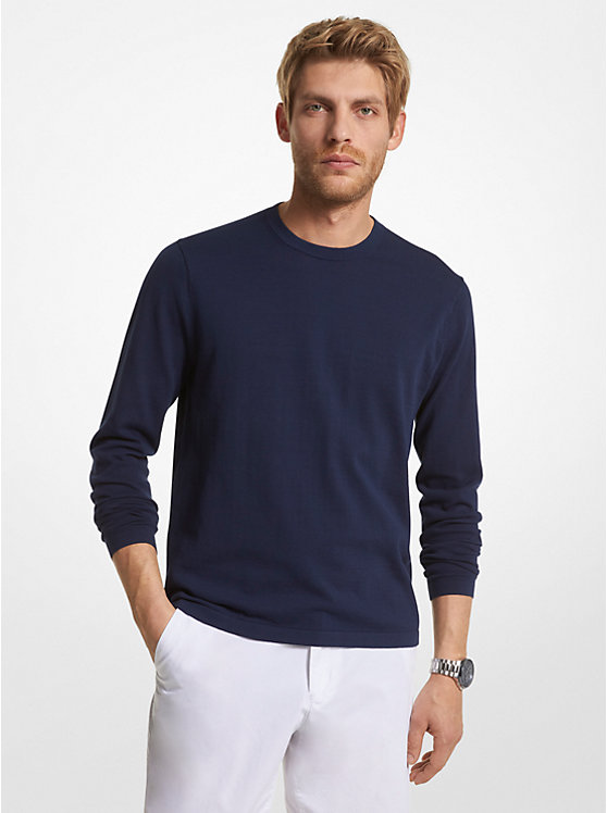 Michael Kors Cotton Jersey Crewneck Muške Džemper MIDNIGHT | HR2245FDV