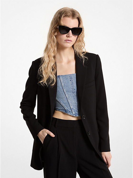 Michael Kors Crepe Boyfriend Blazer Ženske Jakna Crne | HR1357PJM