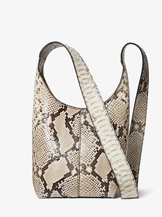 Michael Kors Dede Mini Python Embossed Leather Hobo Ženske Torba preko Ramena NATURAL | HR1201PJT