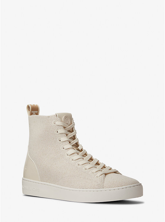 Michael Kors Edie Metallic Knit High-Top Ženske Tenisice Krem | HR1979ILM