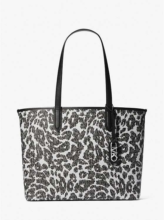 Michael Kors Eliza Extra-Large Leopard Logo Ženske Tote Crne | HR1247RVB