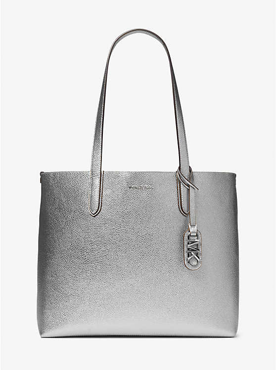 Michael Kors Eliza Extra-Large Metallic Pebbled Leather Reversible Ženske Tote Srebrne | HR1248TCN