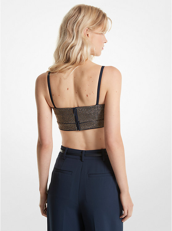 Michael Kors Embellished Stretch Crepe Bustier Ženske Topi MIDNIGHTBLUE | HR1489GSV