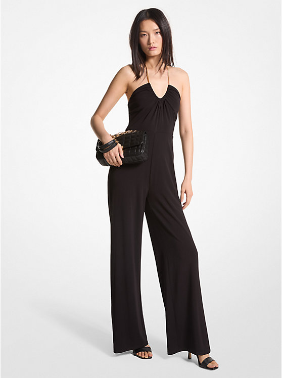 Michael Kors Embellished Stretch Matte Jersey Halter Jumpsuit Ženske Haljina Crne | HR1290YXD