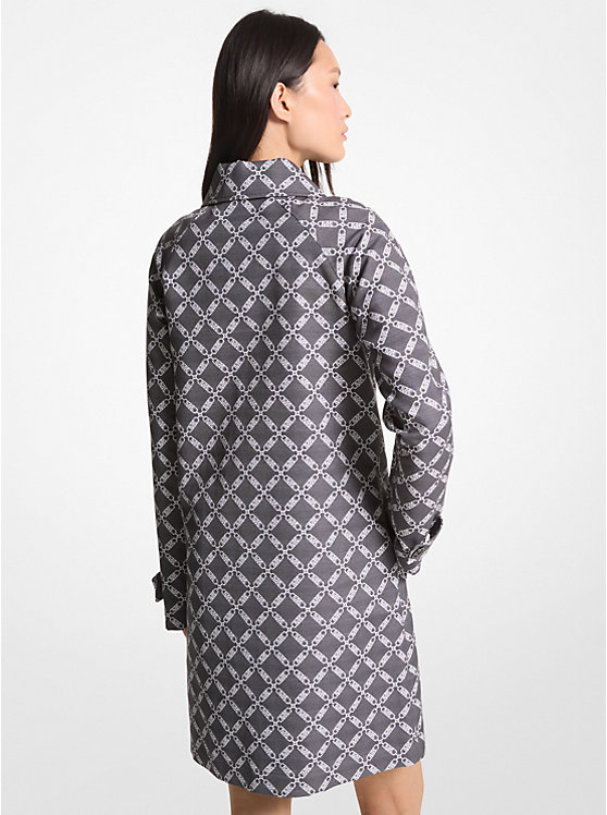 Michael Kors Empire Logo Jacquard Balmacaan Coat Ženske Jakna BLACK/WHITE | HR1363HAT