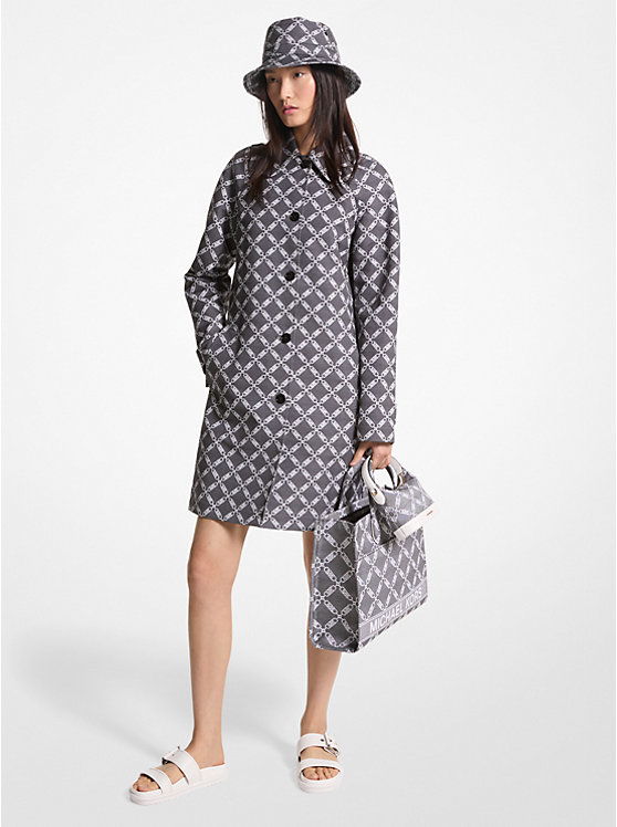 Michael Kors Empire Logo Jacquard Balmacaan Coat Ženske Jakna BLACK/WHITE | HR1363HAT