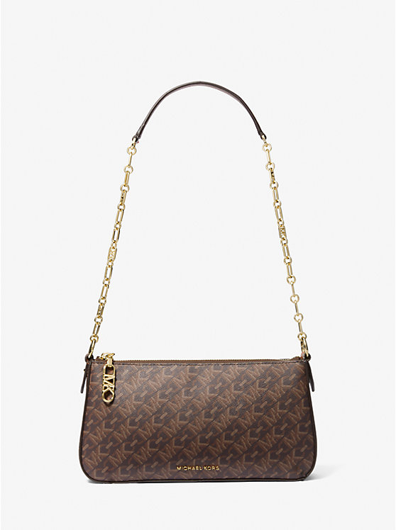 Michael Kors Empire Medium Chain-Link Pochette Ženske Torba preko Ramena BROWN/LUGGAGE | HR1206GSP