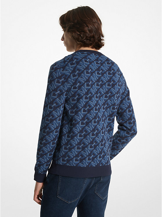 Michael Kors Empire Signature Logo Jacquard Merino Wool Muške Džemper MIDNIGHT | HR2246GSB