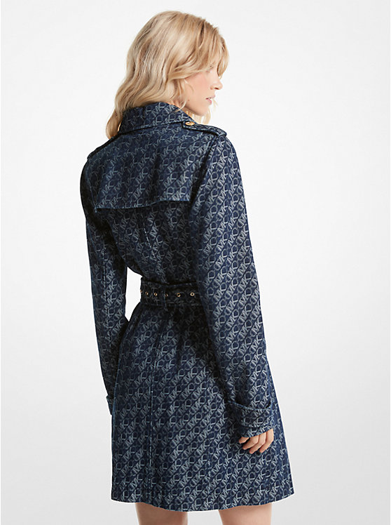 Michael Kors Empire Signature Logo Jacquard Denim Trench Coat Ženske Jakna RINSE | HR1365KOU