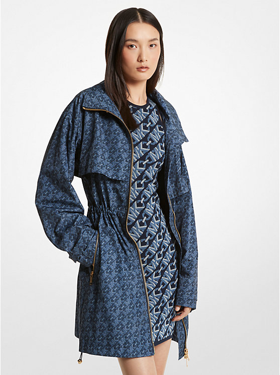 Michael Kors Empire Signature Logo Print Woven Anorak Ženske Jakna MIDNIGHTBLUE | HR1366LII