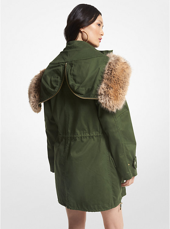 Michael Kors Faux Fur Trim Stretch Cotton Anorak Ženske Jakna JADE | HR1372NWF