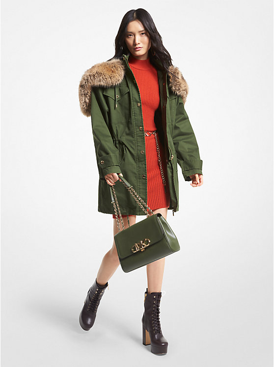 Michael Kors Faux Fur Trim Stretch Cotton Anorak Ženske Jakna JADE | HR1372NWF