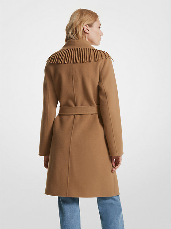 Michael Kors Fringe Wool Blend Belted Coat Ženske Jakna Tamno | HR1379XYX