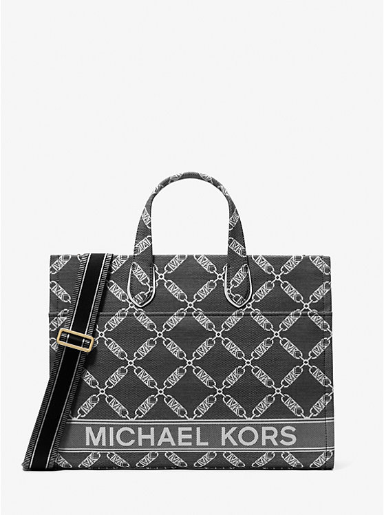 Michael Kors Gigi Large Empire Logo Jacquard Ženske Tote BLACK/WHITE | HR1252OKW