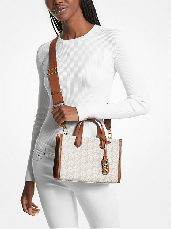 Michael Kors Gigi Small Empire Signature Logo Ženske Kurirska Torba VANILLA/LUGGAGE | HR1160XYK