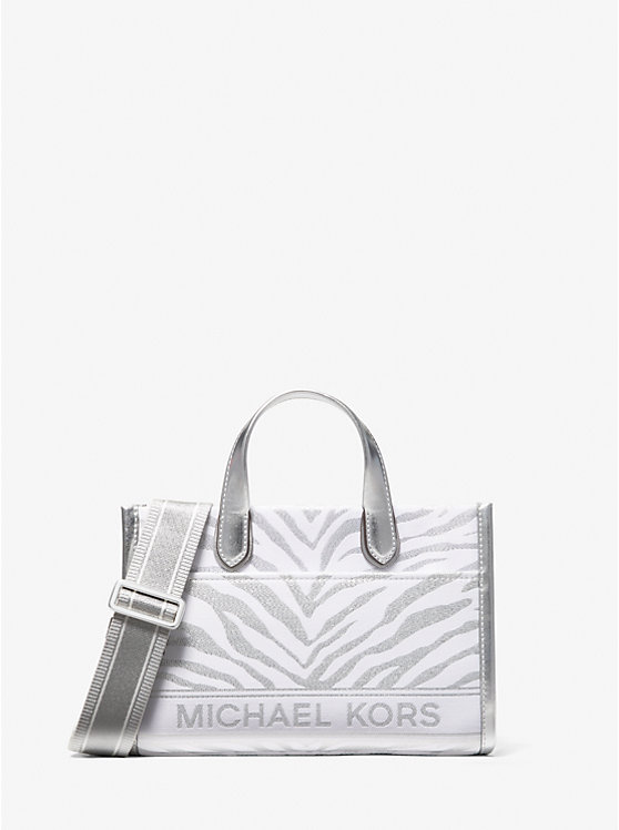 Michael Kors Gigi Small Metallic Zebra Jacquard Ženske Kurirska Torba Srebrne | HR1162VRZ