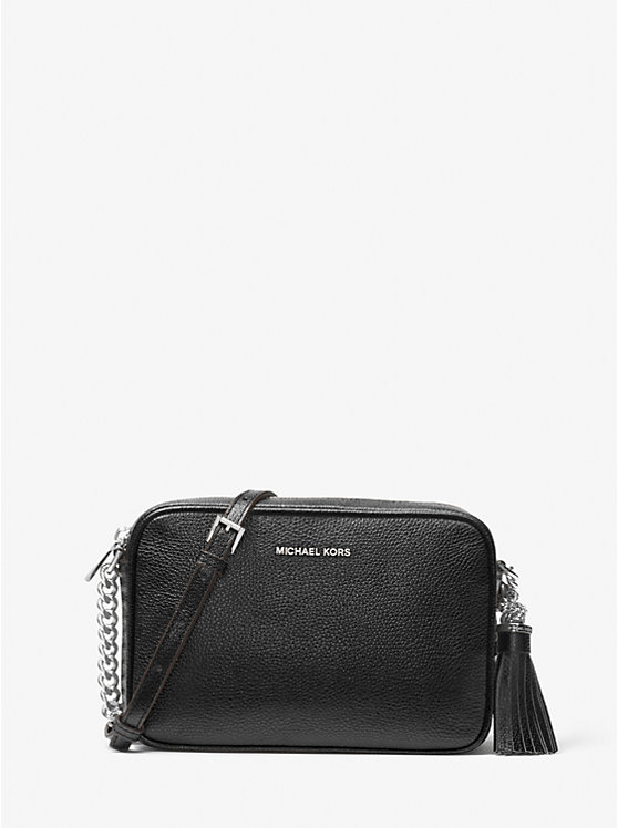 Michael Kors Ginny Leather Ženske Crossbody Torba Crne | HR1083TCC