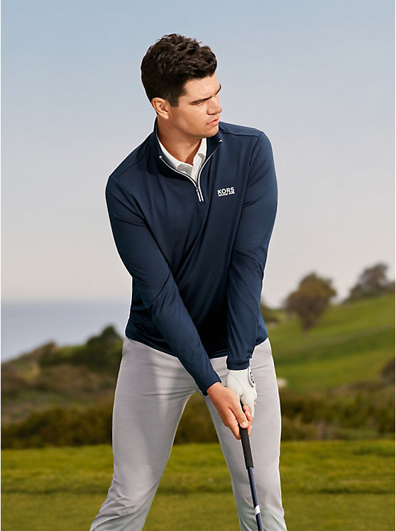 Michael Kors Golf Performance Quarter Zip Muške Majica s Kapuljačom MIDNIGHT | HR2236TCF