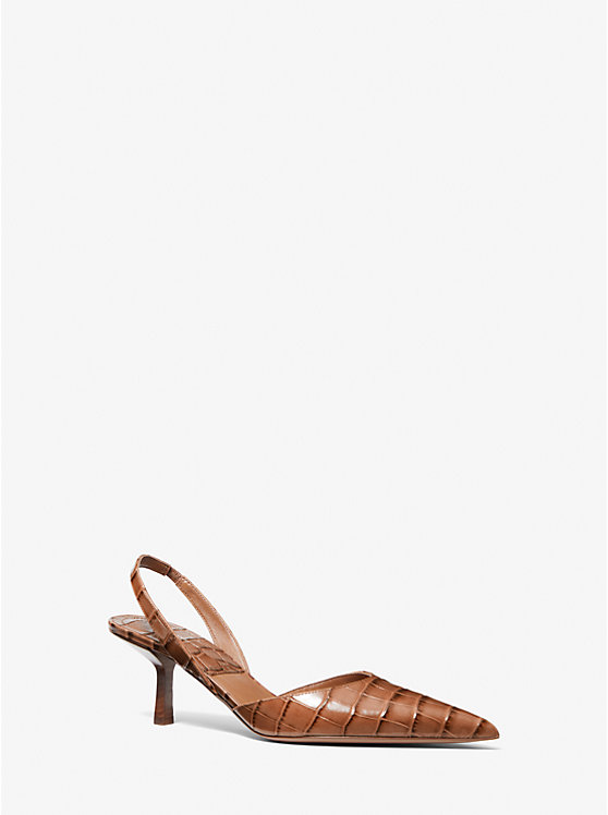 Michael Kors Holly Crocodile Embossed Leather Pump Ženske Sandale CHESTNUT | HR1873YXW