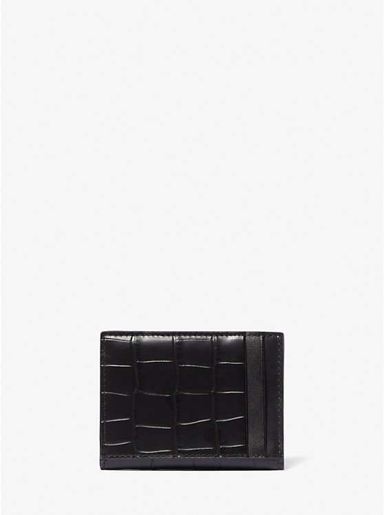 Michael Kors Hudson Crocodile Embossed Leather Bifold Muške Novčanik Crne | HR2159XYK